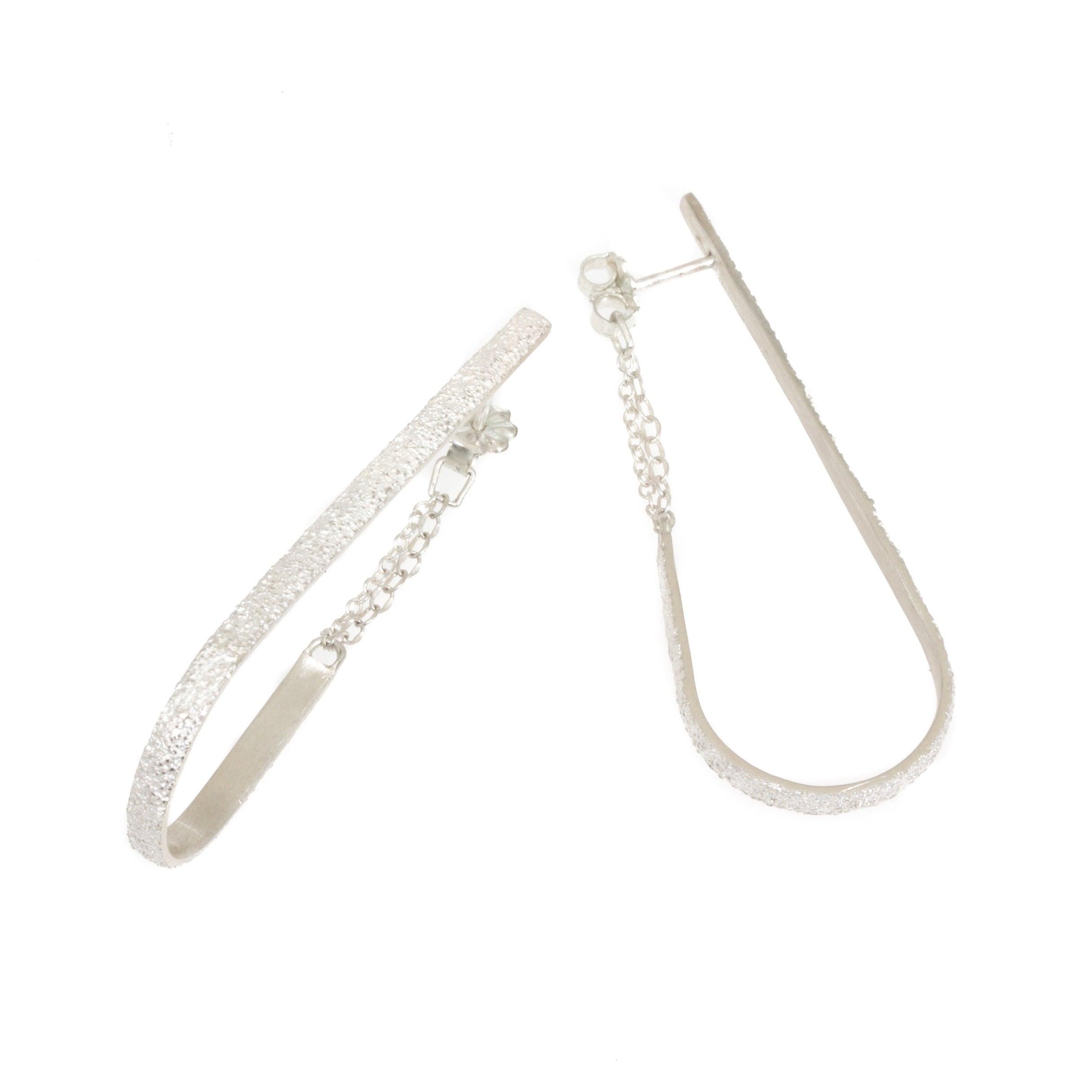 Sand Drop Hoop Earrings in Silver