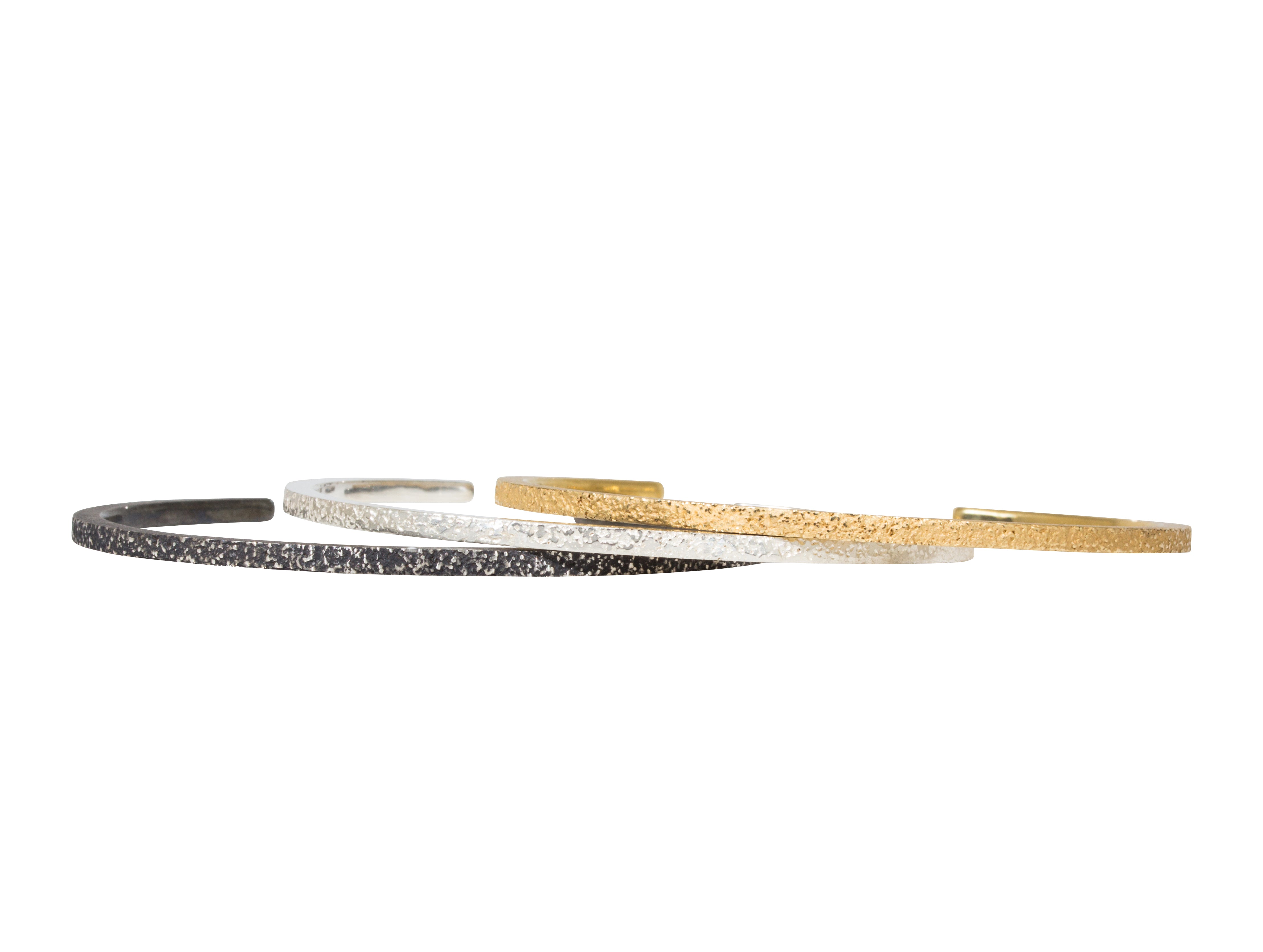 Hammered Sand Cuff Bracelet in Silver