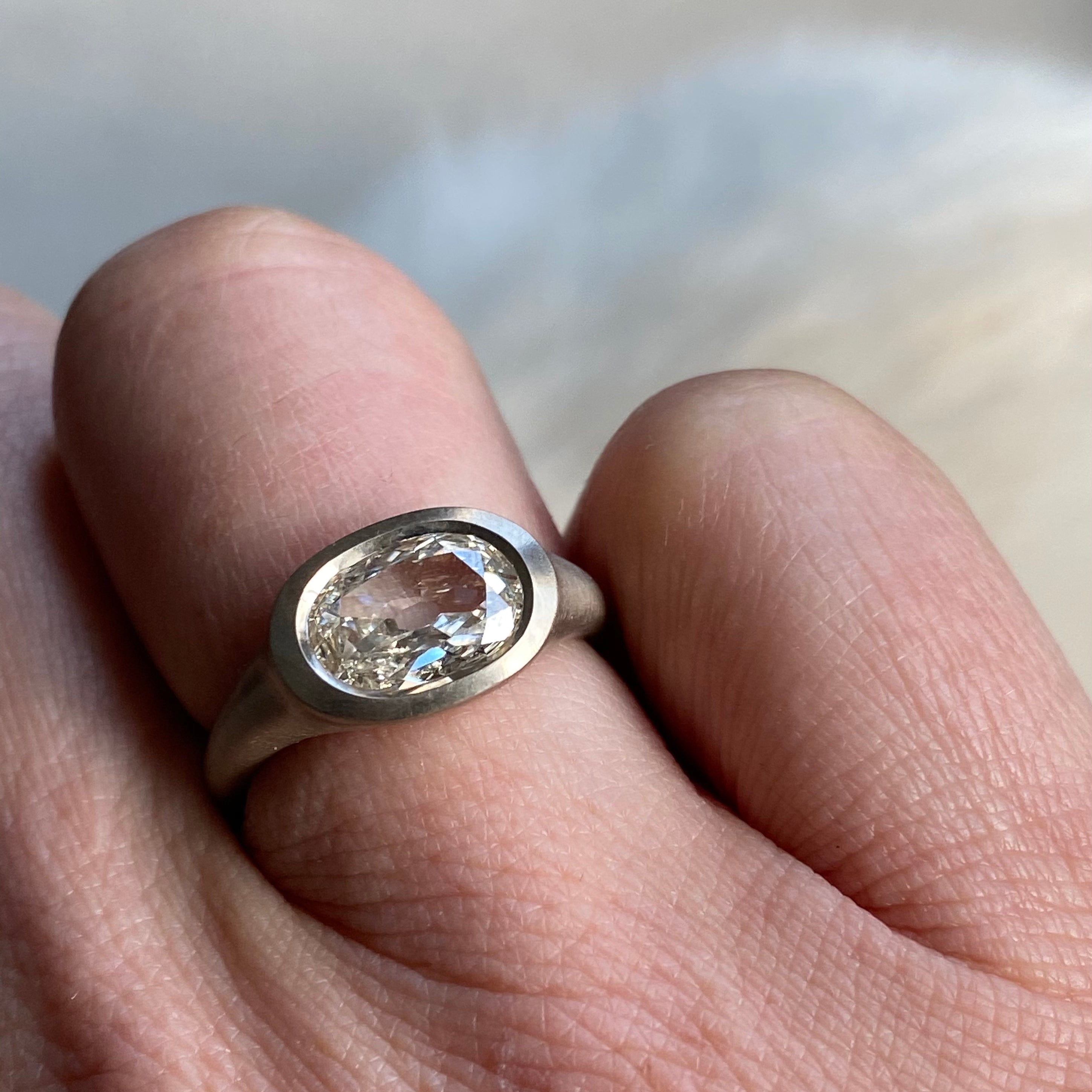 CUSTOM OMC Light Champagne Diamond Ring in 18k Warm White Gold