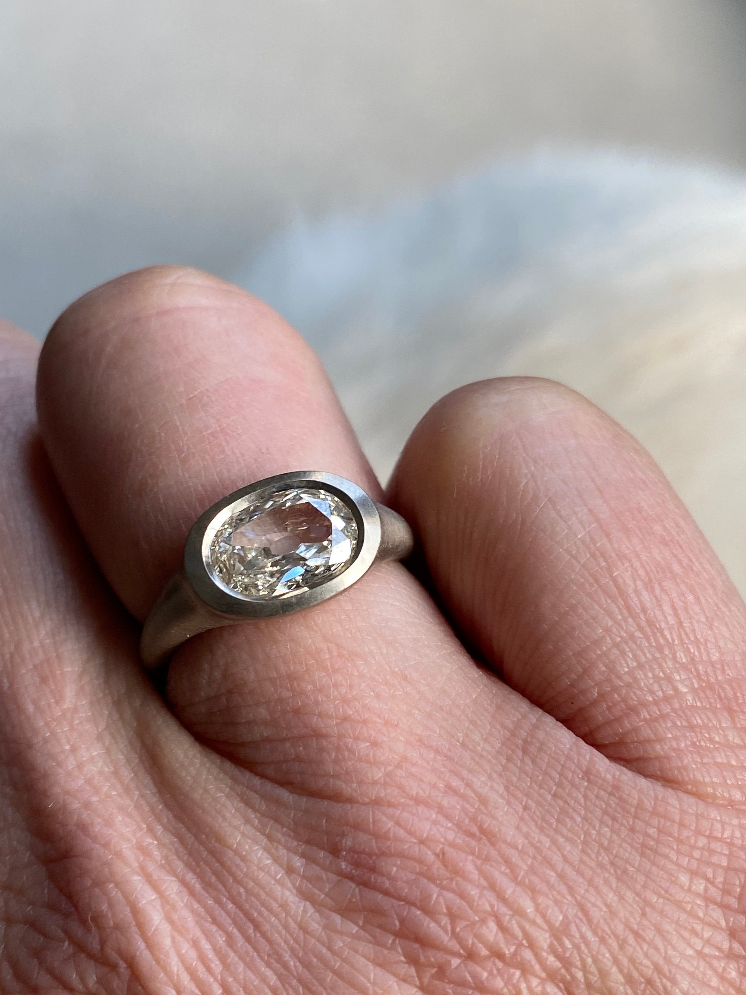 CUSTOM OMC Light Champagne Diamond Ring in 18k Warm White Gold