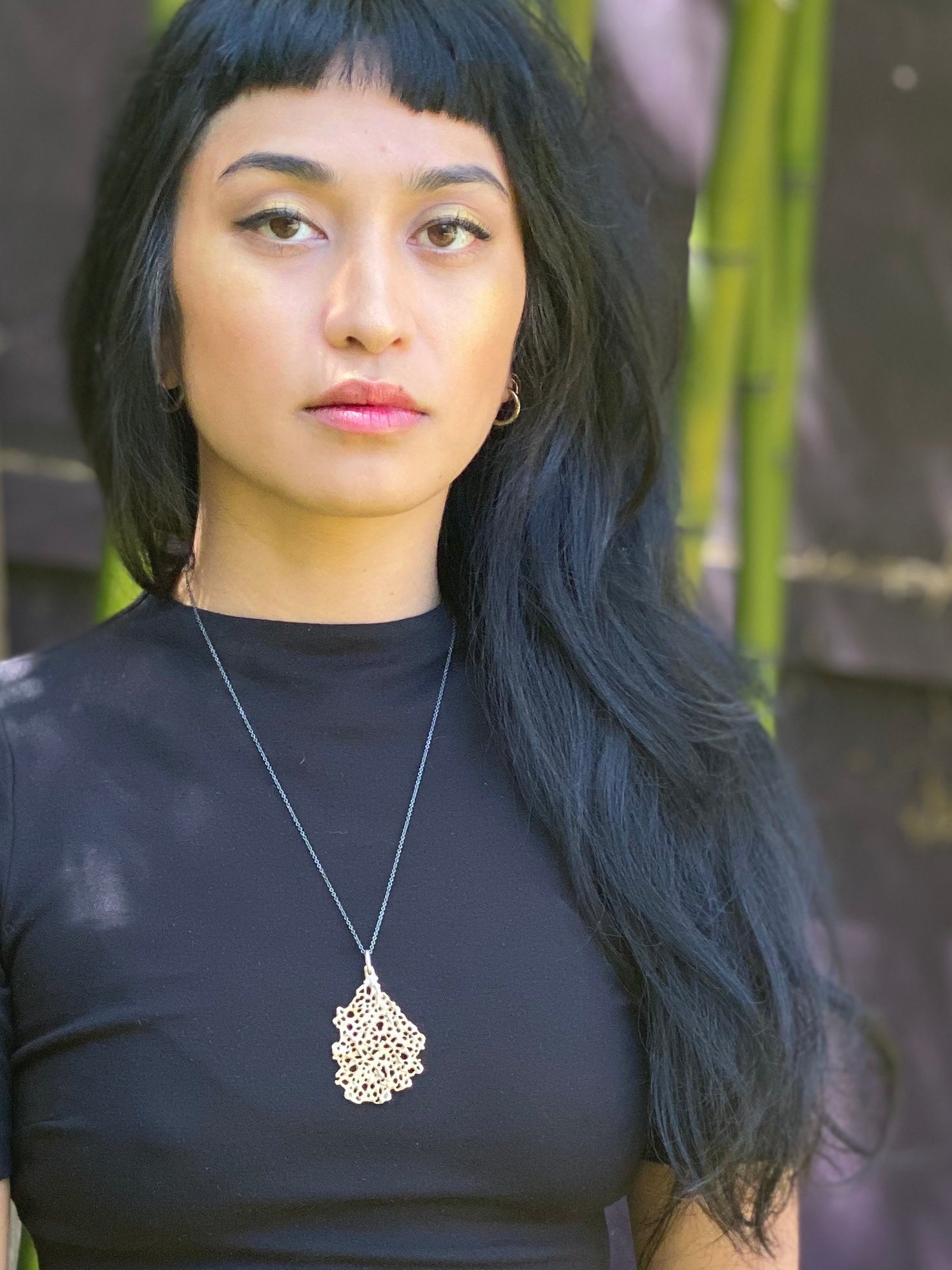 Medium Koraru Pendant in Bronze with White Sapphires