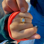 Custom Old Mine Cut Cushion in 18k Yellow Gold Ring