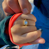 Custom Old Mine Cut Cushion in 18k Yellow Gold Ring