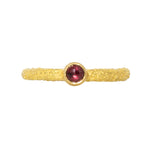 Red Sapphire Stacking Ring in Sand-Textured 18k Yellow Gold