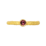 Red Sapphire Stacking Ring in Sand-Textured 18k Yellow Gold