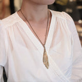 Dragonfly Wing Pendant in Bronze and Silver with White Diamonds
