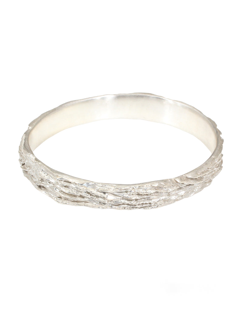 Kinoko Oval Bangle Bracelet in Brushed Silver