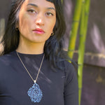 Koraru Large Silver Pendant with White Diamonds on 18k Yellow Gold Bail and Chain