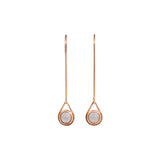 Small Rose Quartz Spinner Earrings in 14k Rose Gold
