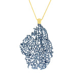 Koraru Large Silver Pendant with White Diamonds on 18k Yellow Gold Bail and Chain