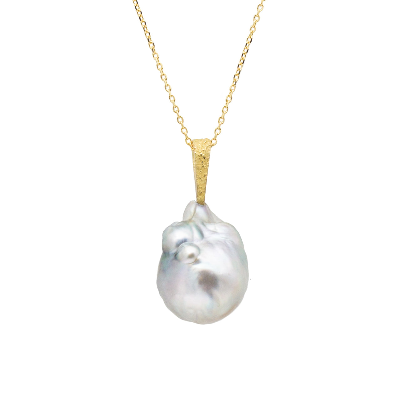 Tahitian Baroque Pearl Pendant with Sand-Textured 18k Yellow Gold