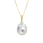 Tahitian Baroque Pearl Pendant with Sand-Textured 18k Yellow Gold