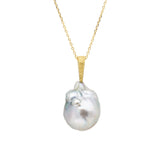 Tahitian Baroque Pearl Pendant with Sand-Textured 18k Yellow Gold