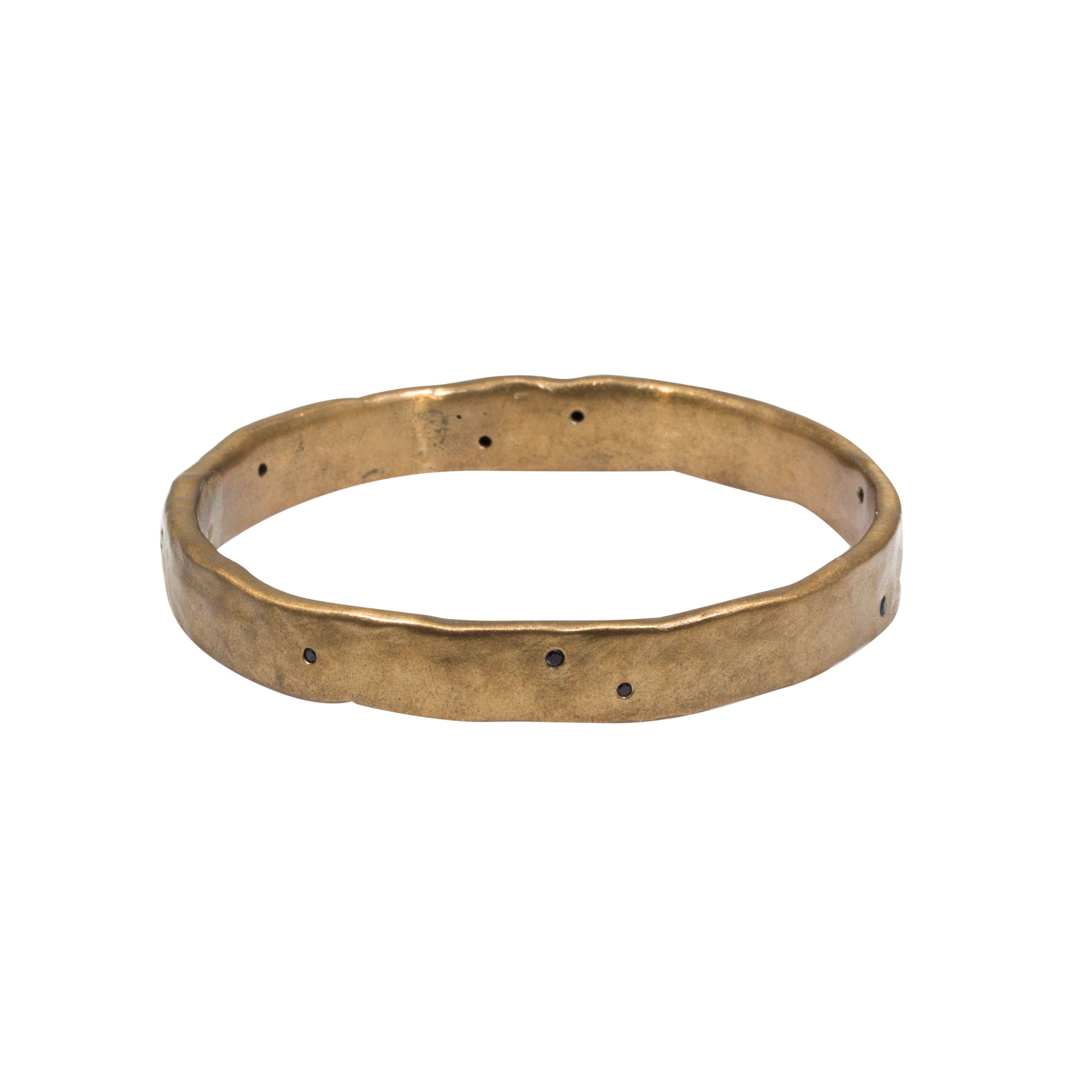 Heavy Oval Bangle in Bronze with 10 Black Sapphires