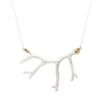 Fuyu Coral Necklace in Silver with White Sapphires