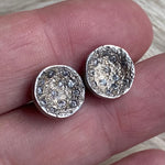 Organic Round Topography Posts in Silver  with Grey Diamonds