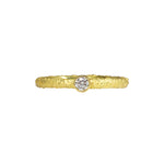 Brilliant Diamond Stacking Ring in Sand-Textured 18k Yellow Gold