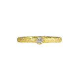 Brilliant Diamond Stacking Ring in Sand-Textured 18k Yellow Gold
