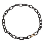 Heavy Chain Necklace in Blackened Steel and 14k Yellow Gold