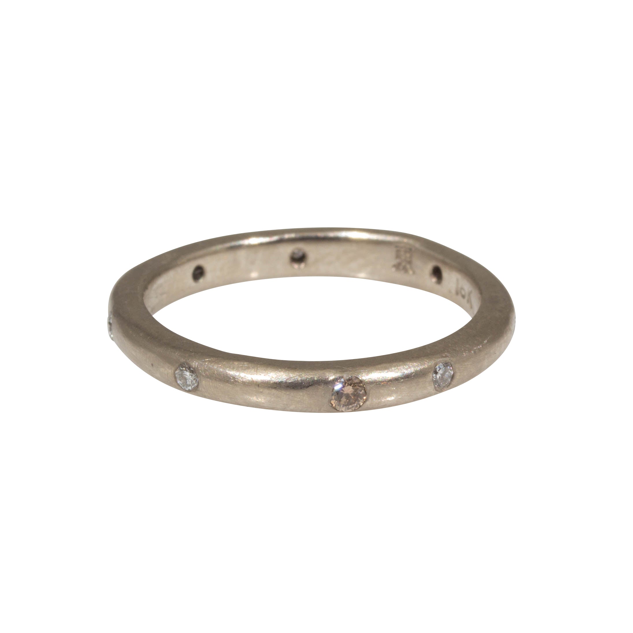 2.5mm Modeled Band in 18k Palladium White Gold with White & Cognac Diamonds