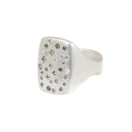 Box Ring in Silver with Grey Diamonds