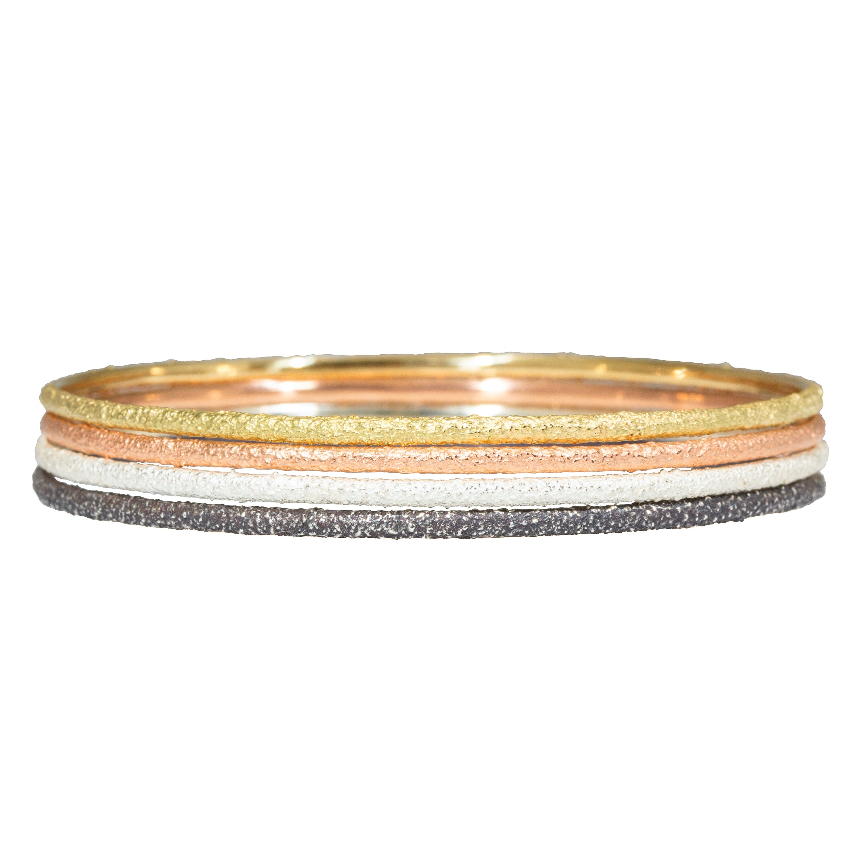 Round Sand Bangle in Silver