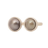 Double Tahitian Pearl Ring in 14k Palladium White Gold