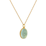 Cloudy Blue/Green Aquamarine Pendant in 18k and 22k Gold
