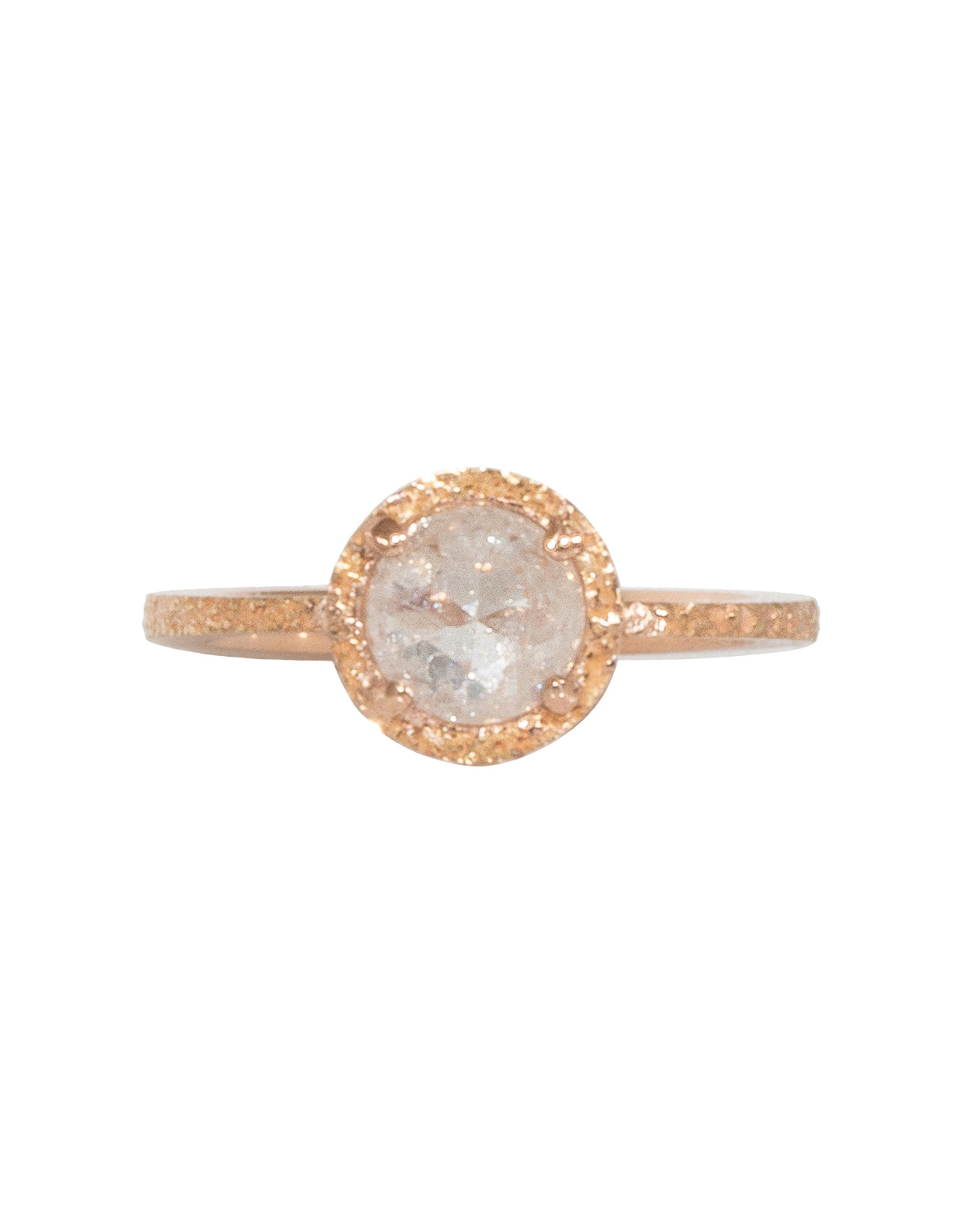 Prong-Set Rosecut Diamond Solitaire in Sand-Textured 14k Rose Gold