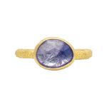 Organic Tanzanite Solitaire Ring in Sand-Textured 18k Yellow Gold