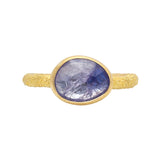 Organic Tanzanite Solitaire Ring in Sand-Textured 18k Yellow Gold