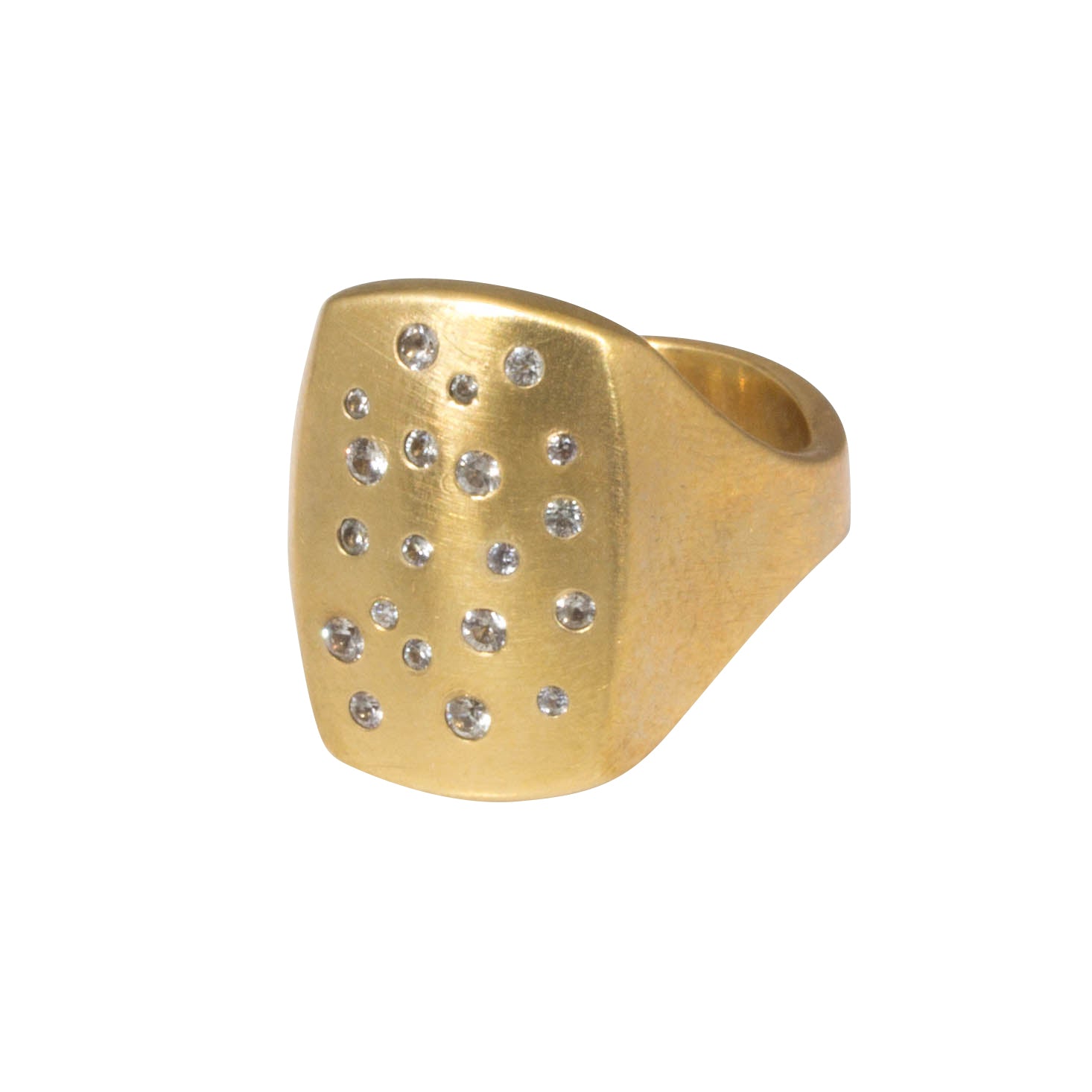 Box Ring in Bronze with White Sapphires