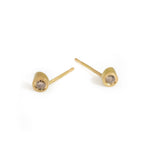 Angled Tube & Cognac Diamond Post Earrings in 18k Yellow Gold