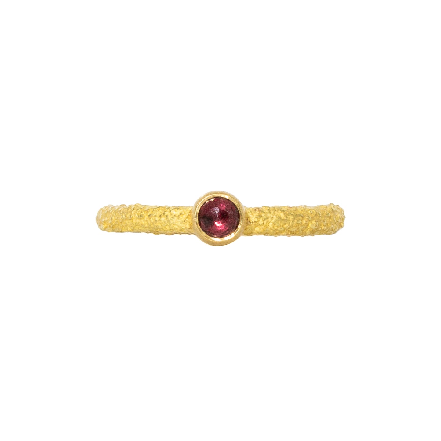 Red Sapphire Stacking Ring in Sand-Textured 18k Yellow Gold