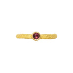 Red Sapphire Stacking Ring in Sand-Textured 18k Yellow Gold