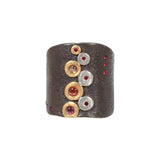 Shield Ring with Sapphires and Red Spinels in Platinum, 22k Gold and Silver