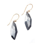 Flat Faceted Earrings in Oxidized Silver Plain with 14k Gold Wires