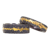 Wide Fog Sand Band in Oxidized Silver and 18k Gold