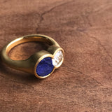 Custom Lapis and Diamond Ring in 22k Gold
