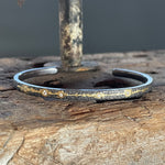 Fog Cuff Bracelet in Sand-Textured Oxidized Silver & 18k Yellow Gold with Diamonds