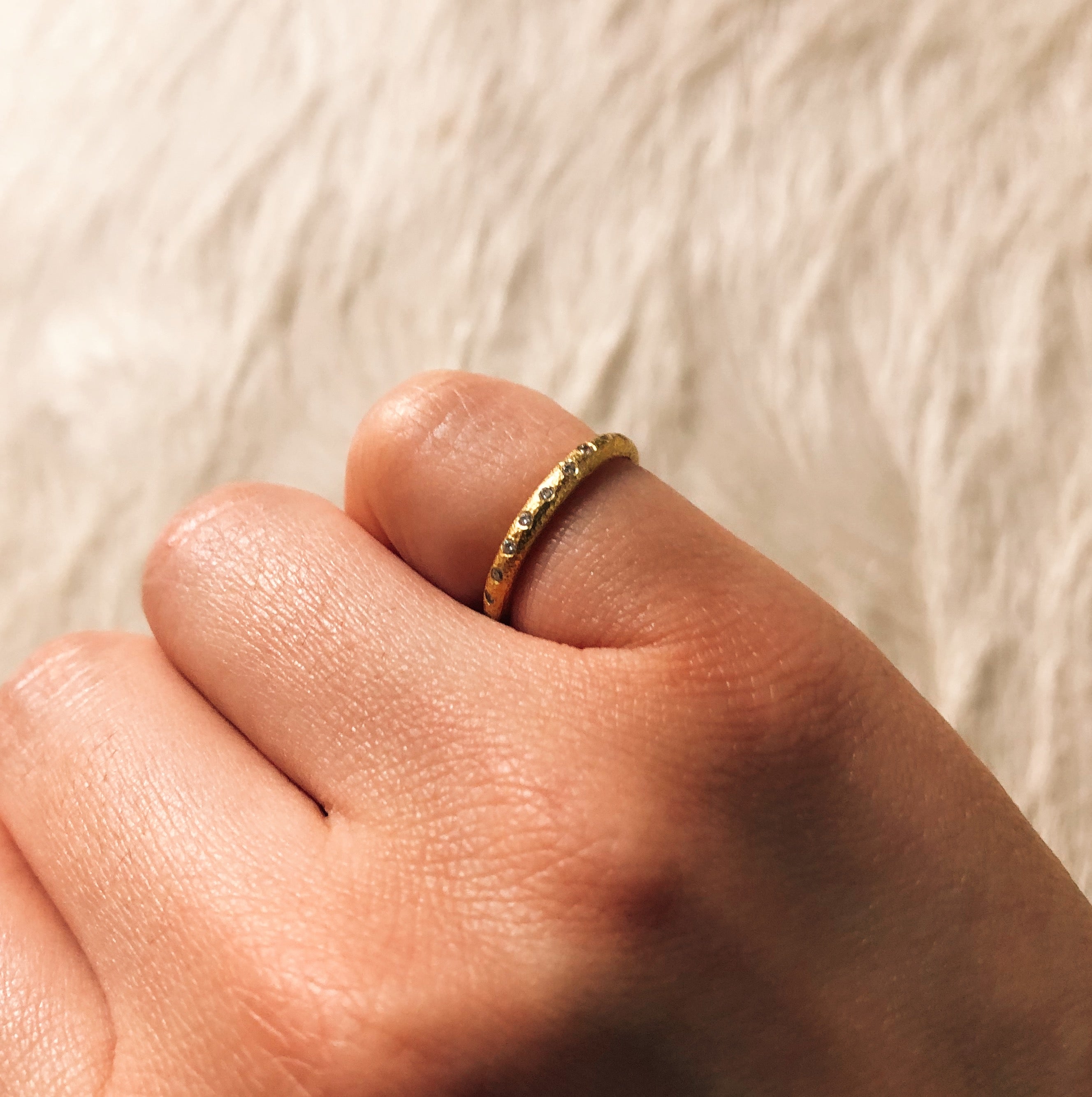 Eternity Diamond Band with Sand Texture in 22k Gold