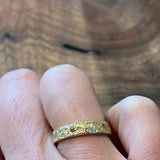 4mm Topography Ring with Mixed White and Cognac Diamonds in 18k Yellow Gold