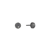 Mini Topography Post Earrings with (2) White Diamonds in Oxidized Silver