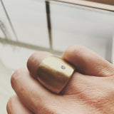 Cuba Round Ring with White Sapphire in Yellow Bronze