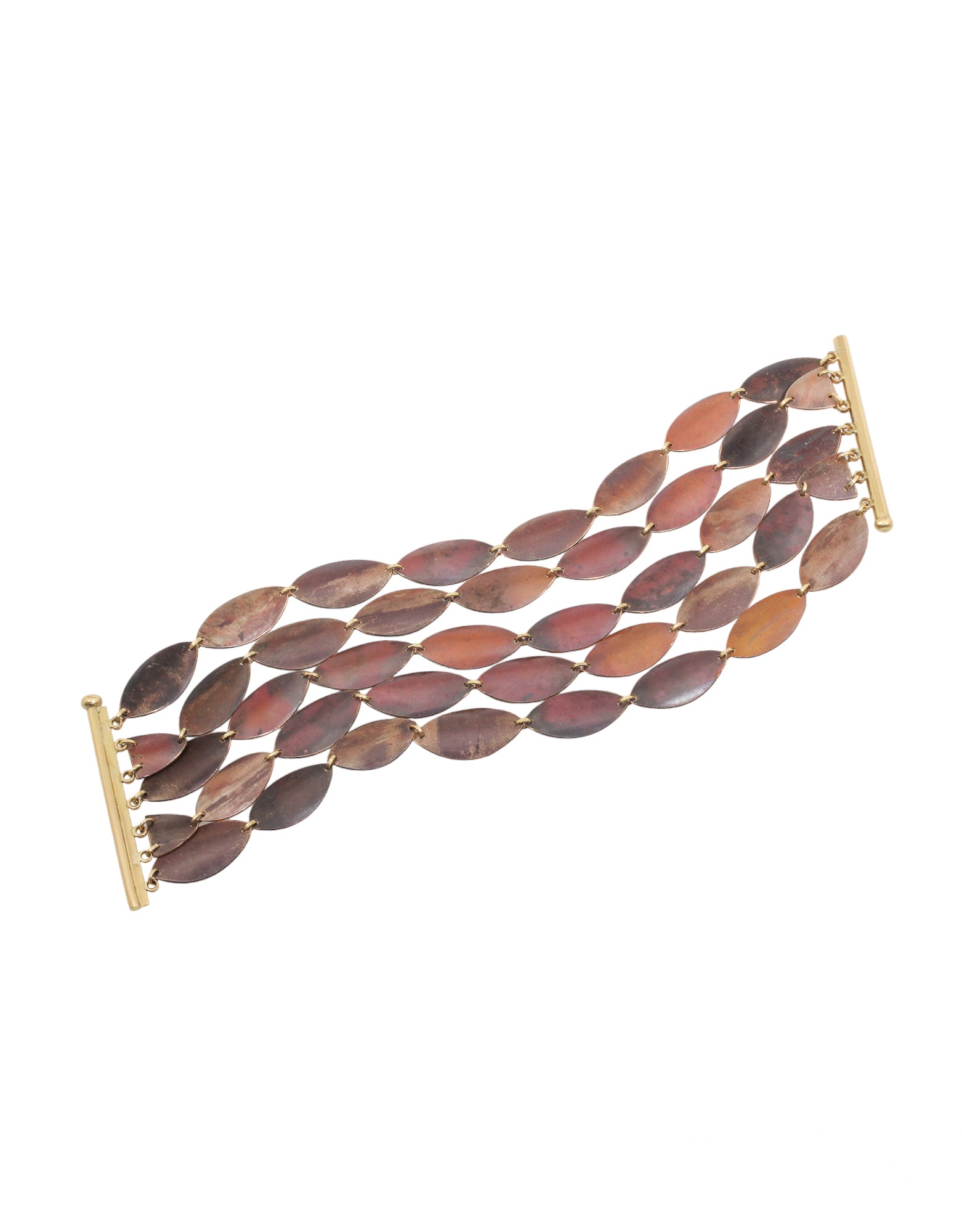 Leaf Bracelet in Shibuichi and 18k Gold with Diamond