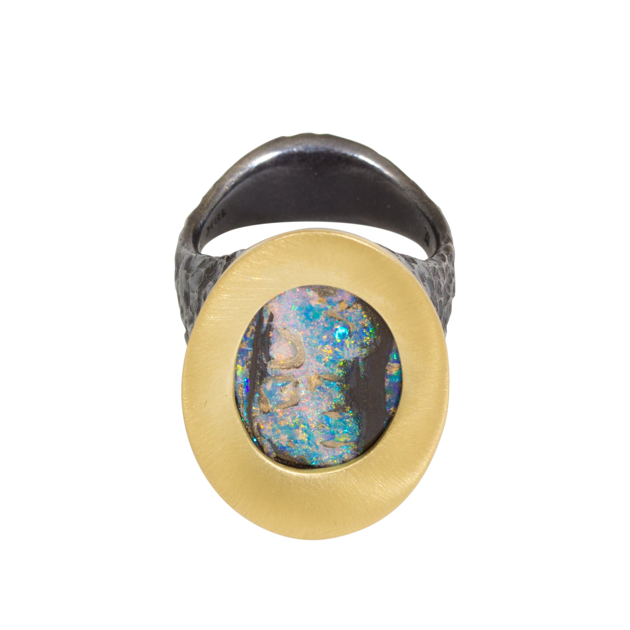 Klimt Ring in 18k Gold and Oxidized Silver