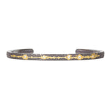 Fog Cuff Bracelet in Sand-Textured Oxidized Silver & 18k Yellow Gold with Diamonds