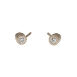 Angled Tube & White Diamond Post Earrings in 14k Palladium White Gold