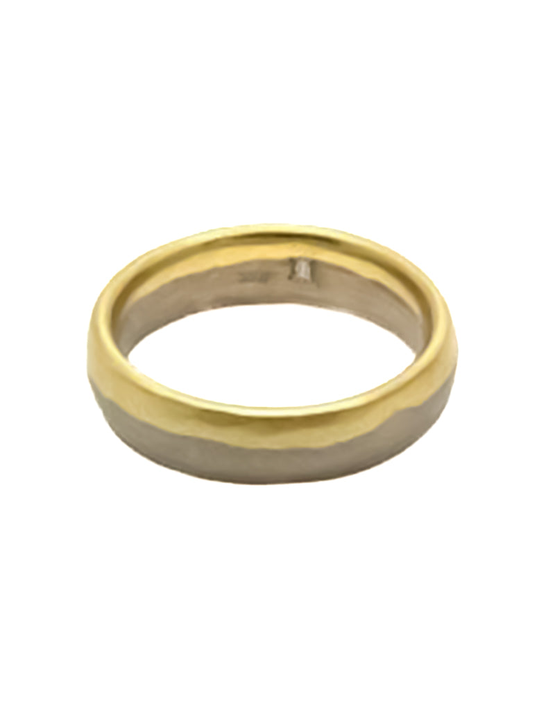 5.75mm Dipped Modeled Band in 18k Palladium White and Yellow Gold