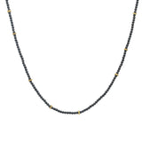 Hematite and Brass Gear Bead Necklace with Oxidized Silver Clasp - 32.5"